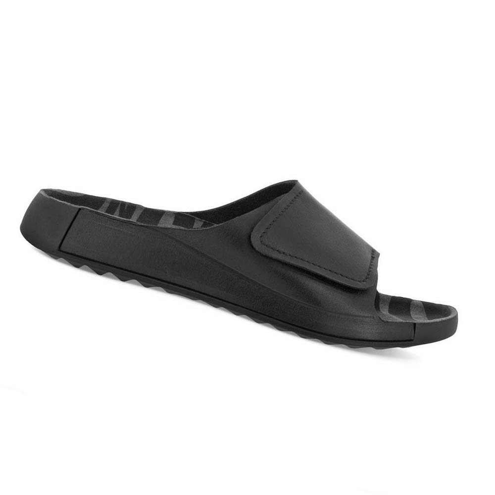 Men\'s Ecco 2nd Cozmo One Band Sandals Black | USA 584QMA